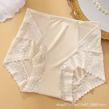 Трусики женские без опознавательных знаков, размер живота, высокая талия, сексуальное полое кружевное нижнее белье для женщин, дышащее, поднимающее бедра, антибактериальное, хлопковое нижнее белье XL