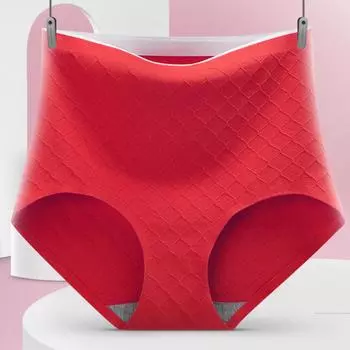 Трусики женские хлопковые с высокой талией и ягодицами, бесшовные брюки, женские брюки 3XL красный