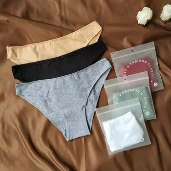 Трусики женские с низкой талией, наполовину прикрытые попкой, сексуальные простые трусики M чёрный