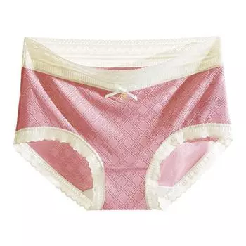 Трусики женские со средней талией, кружевное нижнее белье с краями, антибактериальная папка, женские трусики, трусы M