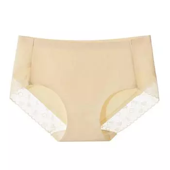 Трусики женские средней талии без следов большого размера антибактериальные промежность милое кружевное нижнее белье M телесный
