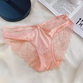 Трусики женские тонкие ажурные сексуальные кружевные легкие трусы для девочек дышащие треугольные трусики из чистого хлопка с повязкой на голову трусики трусы нижнее белье L белый