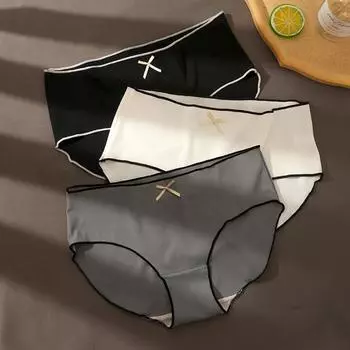 Трусики женские трусики в студенческом стиле со средней талией и галстуком-бабочкой, тонкое нижнее белье M белый
