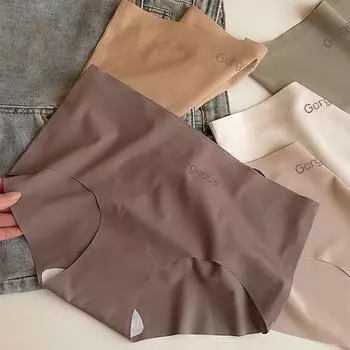 Трусики, женское нижнее белье, антибактериальные, приятные для кожи, ледяной шелк, большие размеры, высокоэластичные, со средней талией, нейлоновые треугольные трусики M белый