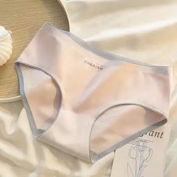 Трусики Женское нижнее белье Женское чистое хлопковое контрастного цвета Повседневное антибактериальное Женское милое со средней талией Бесшовные треугольные женские трусы нижнее белье M розовый