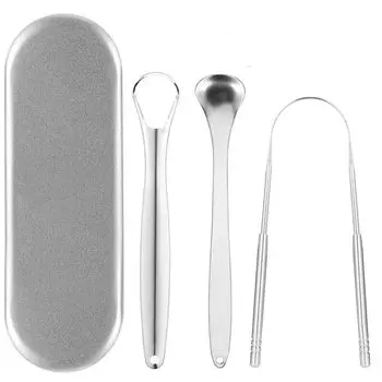 Trust Contact Tongue Cleaner Tongue Brush Tongue Polishing Bad Breath Care Stainless Steel Tongue Scraper Case Tongue Coating Removal