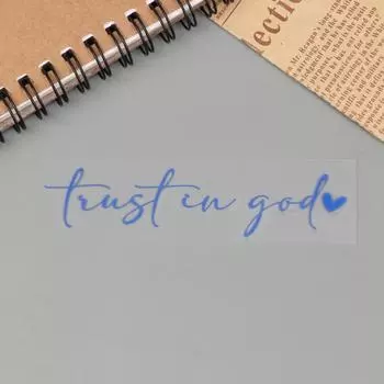 Trust In God Heart Car Rear View Mirror Sticker Decal Faith Bible Verse Christian Church Auto Vehicle Bumper Decor синий