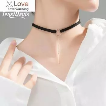 Trustdavis 100% 925 пробы стерлингового серебра ожерелье ювелирные изделия кисточка стиль кожа чокер ожерелье подарок для женщин свадебные украшения Ds1370 золотой