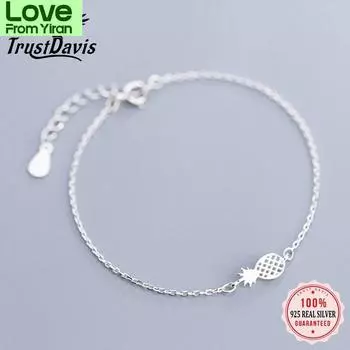 Trustdavis 925 пробы стерлингового серебра мода женский рисунок фруктовый ананас браслет 16 см для девочек-подростков леди подарок ювелирные изделия Da50 16-20cm серебряный