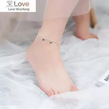 Trustdavis 925 стерлингового серебра модные милые двухслойные круглые вафельные браслеты на ногу для женщин подарок на День святого Валентина ювелирные изделия 21cm