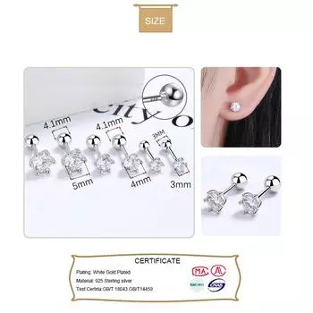 Trustdavis настоящее серебро 925 пробы модные серьги-гвоздики с шестью когтями 3/4/5/6/8 мм CZ винт серьги для женщин свадебные ювелирные украшения DA2268