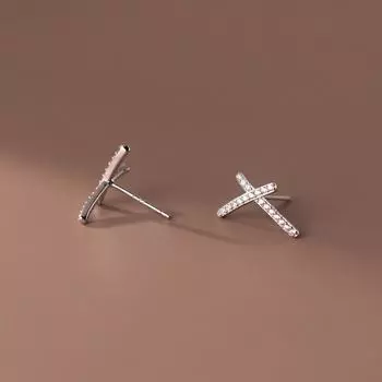 Trustdavis настоящие серьги-гвоздики из стерлингового серебра 925 пробы с крестом для женщин, свадебная вечеринка, модные ослепительные ювелирные изделия из фианита S925 DA2754 золотой