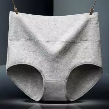 Трусы больших размеров для полных женщин из чистого хлопка с высокой талией и утягивающими бедрами L белый