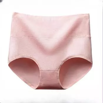 Трусы больших размеров из чистого хлопка, женское нижнее белье с компрессией на живот, утягивающие трусики с высокой талией M серый