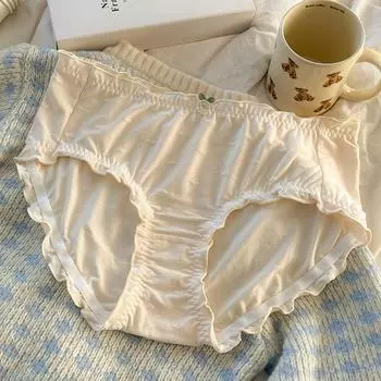 Трусы больших размеров, женские трусики, однотонные, с подтяжкой бедер, со средней талией, дышащее милое нижнее белье цвета макарон XL абрикосовый