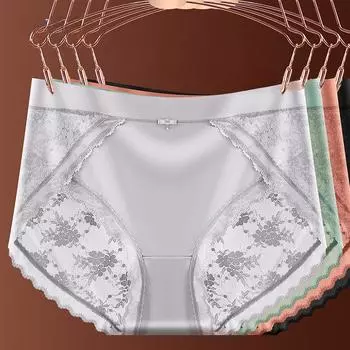 Трусы большого размера, легкое роскошное женское нижнее белье, сексуальные кружевные жаккардовые трусики, дышащие трусы с промежностью для женщин XL зелёный