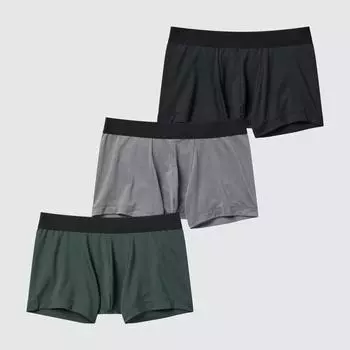 Uniqlo Japan Boys Air Rhythm Boxer Briefs 3 Disc Set Front Closed 58 DARK GREEN/100