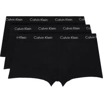 Трусы-боксеры Calvin Klein с логотипом в виде букв, с низкой посадкой, 3 штуки, мужское нижнее белье, черный цвет, NB2614G-001 XL