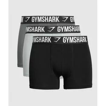 Трусы-боксеры GYMSHARK 3 шт. Черные, темно-серые, светло-серые, A5A3W BCCW XS