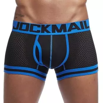 Трусы-боксеры JOCKMAIL, брендовое мужское нижнее белье, дышащие нейлоновые сетчатые трусы из мягкого хлопка с низкой талией, спортивные мужские плавки M красный