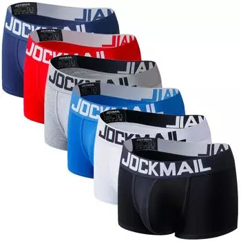 Трусы-боксеры JOCKMAIL, брендовые хлопковые однотонные дышащие спортивные жаккардовые пояса с низкой талией, мужское нижнее белье M красный