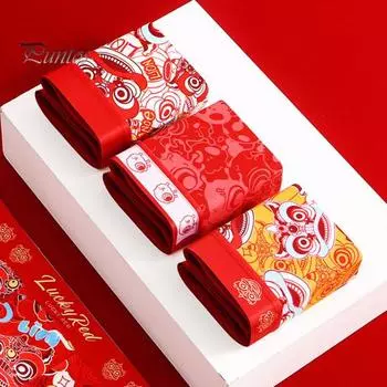 Трусы-боксеры с эластичным поясом, U-образным выпуклым узором «Пробуждение» с рисунком льва и независимой сумкой, талисман китайского Нового года M оранжевый