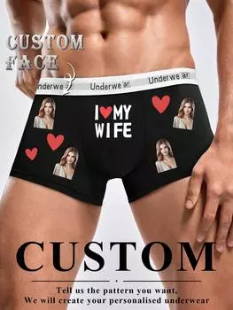 Трусы-боксеры с рисунком, эластичное, мягкое, удобное, персонализированное нижнее белье, идеальный подарок для парня/мужа S чёрный
