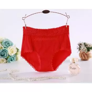 Трусы-брифы из хлопка средней высоты и большого размера для женщин, нижнее белье с карманами, большие красные треугольные трусики 3XL красный