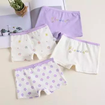 Трусы для девочек из чистого хлопка - детские модели 2023 года, боксеры и треугольные трусы Triangle, random 5 pieces, size 130