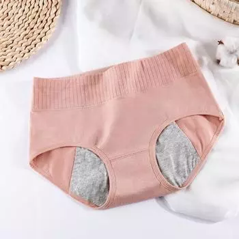Трусы для менструации Средняя талия Однотонные Предотвращение протеканий Приподнятые ягодицы Хорошая воздухопроницаемость Эластичные Быстросохнущие L розовый