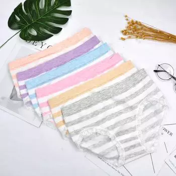 Трусы из цветного хлопка со средней посадкой синий