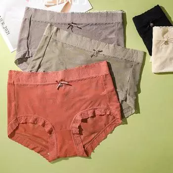 Трусы из ледяного шелка для женщин, тонкие антибактериальные бесшовные дышащие сексуальные полупрозрачные женские трусы со средней талией L чёрный