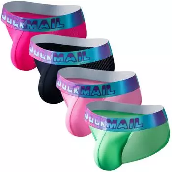 Трусы JOCKMAIL, дышащее спортивное мужское нижнее белье из нейлоновой сетки с низкой талией M чёрный