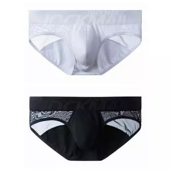 Трусы JOCKMAIL, дышащие трусы из сетки и хлопка, спортивное мужское нижнее белье с низкой посадкой, повседневные повседневные трусы M чёрный