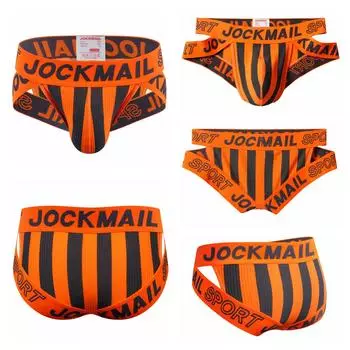 Трусы JOCKMAIL, хлопковое утолщенное дышащее мужское нижнее белье, спортивные эластичные трусы в полоску с низкой посадкой