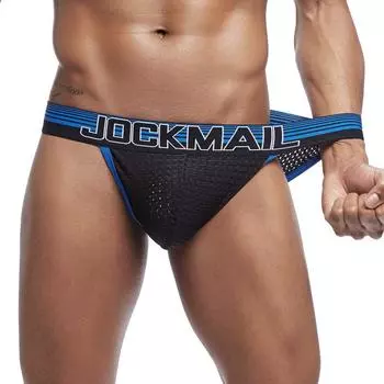 Трусы JOCKMAIL, модное брендовое сексуальное мужское нижнее белье, дышащее сетчатое нижнее белье с низкой талией, высоким разрезом, большой чехол для мошонки, спортивные трусы M жёлтый