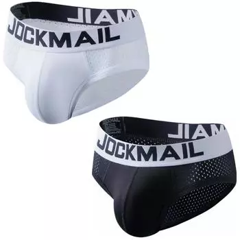 Трусы JOCKMAIL, модное мужское нижнее белье из дышащей сетки с низкой талией, простые повседневные трусы XXL чёрный