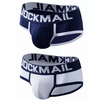 Трусы JOCKMAIL Мужское нижнее белье из хлопка с узором в горошек и низкой посадкой M темно-синий