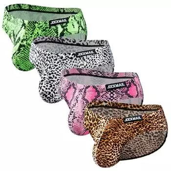 Трусы JOCKMAIL с леопардовым принтом, сексуальное мужское нижнее белье с низкой посадкой M жёлтый