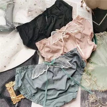 Трусы, милые эластичные большие жаккардовые трусы из темного ледяного шелка, сексуальные женские трусики с низкой посадкой One Size белый