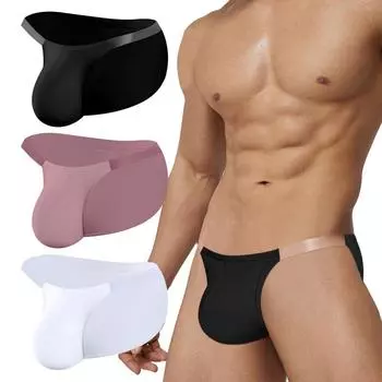 Трусы мужские с высокой посадкой, модальные удобные дышащие однотонные прозрачные с поясом, приподнимающие ягодицы, выпуклые трусы M
