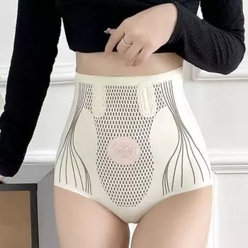 Трусы-подтяжки с высокой талией, утягивающие трусы с ластовицей из хлопка, послеродовые утягивающие трусы для женщин M чёрный