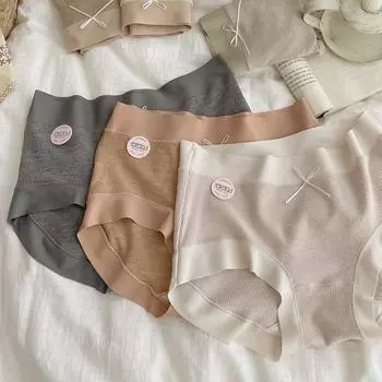Трусы средней талии из кашемира, начеса, акрила, четыре сезона, простое бесшовное нижнее белье для женщин, шелковые трусики с треугольным вырезом One size