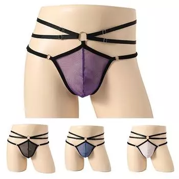 Трусы-стринги, нижнее белье, бандаж, мешочек, кружевные сетчатые стринги