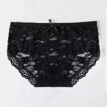 Трусы женские кружевные отделки сексуальные женские с низкой талией прозрачные сетчатые трусы L белый