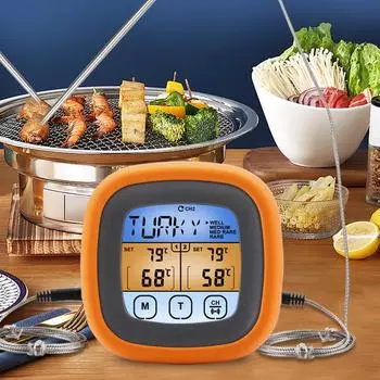 TS-6601-2 Двойной игольчатый термометр для еды с сенсорным экраном, кухонный термометр для выпечки мяса, барбекю