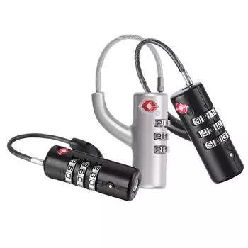 TSA Таможенный замок Противоугонный навесной замок со стальным тросом Кодовый замок Портативный таможенный кодовый замок Навесной тросовый замок для багажа чёрный