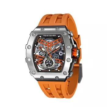 TSAR BOMBA Автоматические часы Японский механизм Тип Tonneau Наручные часы 5 ATM Водонепроницаемые водонепроницаемые часы Бизнес Нержавеющая сталь Спорт Роскошь