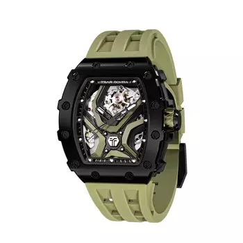 TSAR BOMBA Автоматические наручные часы 5ATM Водонепроницаемые часы Tonneau Type Tokei Business из нержавеющей стали Спортивные роскошные модные повседневные часы Barrel зелёный