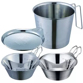 TSBBQ Stainless Shella Cup Series Made by Tsubame Sanjo Cup Shella Strainer Shella Lid Shella Cooker 800 (Shera + + + Sets)